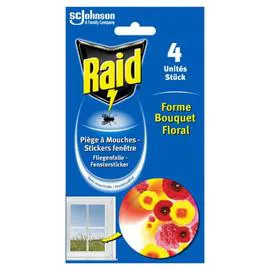RAID Anti-Mouches Sticker Fenêtre Forme Bouquet Floral Sans Insecticide x6