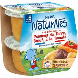 NESTLÉ, NATURNES Plat bébé dès 6 mois, pommes de terre boeuf 2x200g