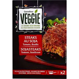 CARREFOUR VEGGIE Steaks de soja tomate basilic 2x100g
