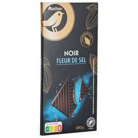 AUCHAN GOURMET Tablette de chocolat noir dégustation à la fleur de sel 47% 100g