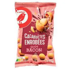 AUCHAN Cacahuètes enrobées goût bacon 125g