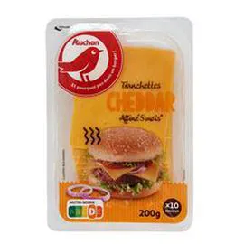 AUCHAN Cheddar affiné 5 mois en tranche 200g