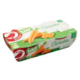 AUCHAN BABY BIO Bol carottes bio dès 4 mois 2x120g