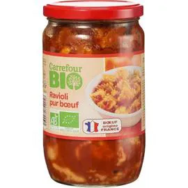 CARREFOUR BIO Plat cuisiné bio ravioli pur boeuf 650g
