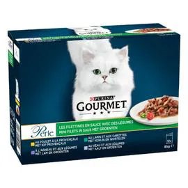 PURINA, GOURMET Pâtée pour chat légumes/viandes 12x85g