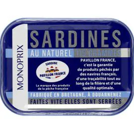MONOPRIX Sardines au Naturel Pavillon France 81g