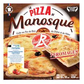 LA PIZZA DE MANOSQUE Pizza 3 fromages Label Rouge 430g