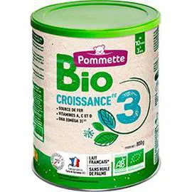 POMMETTE Lait de croissance en poudre 3 BIO, de 10 mois à 3 ans 800g