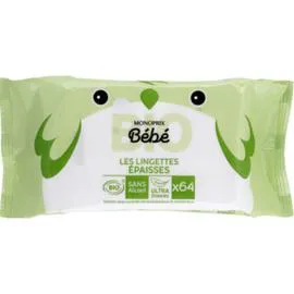 MONOPRIX BÉBÉ Les Lingettes Epaisses ultra douces bio x64