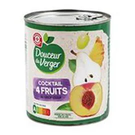 MARQUE REPÈRE, DOUCEUR DU VERGER Fruits au sirop Douceur Verger Cocktail 4 fruits 500g