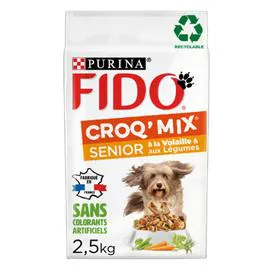 PURINA, FIDO Croquettes pour chien senior+7ans viandes/légumes 2,5kg
