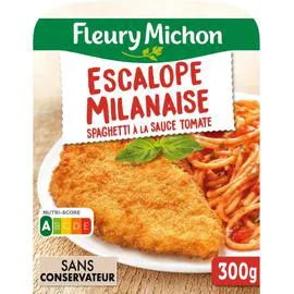 FLEURY MICHON Plat cuisiné escalope milanaise spaghettis tomate 300g