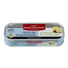 LES MOUETTES D'ARVOR Filets de Maquereaux sauvage naturel et rondelle de citron Bio 169g
