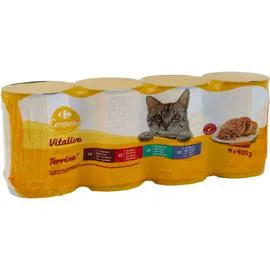 CARREFOUR COMPANINO Pâtée pour chat assortiment terrines 4x400g