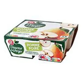 MARQUE REPÈRE, DOUCEUR DU VERGER Compote Pomme Poire 4x100g