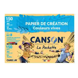 CANSON Papier De Création, Couleurs Vives, A4, 12 Feuilles, 150Gr/M² l'unité