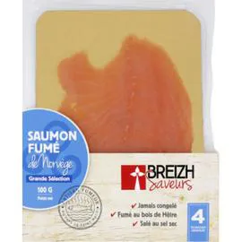 BREIZH SAVEUR Saumon fumé de Norvège 4 tranches 100g