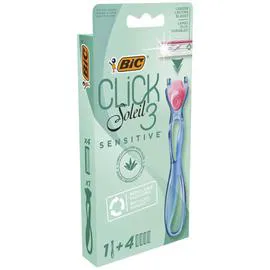 BIC Click 3 soleil sensitive rasoirs rechargeables pour femme boîte de 1 manche + 4 recharges l'unité