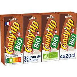 CANDIA, CANDY'UP Boisson lactée Candy up Bio Chocolat 4x20cl