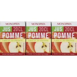 MONOPRIX Jus de pomme à base de jus concentré 6x20cl