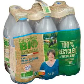 CARREFOUR BIO Lait bio demi écrémé 6x1l