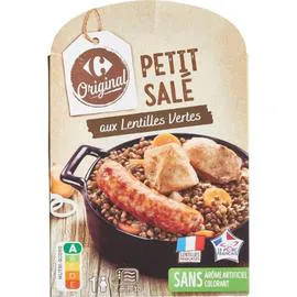 CARREFOUR ORIGINAL Plat cuisiné petit salé lentilles vertes 350g