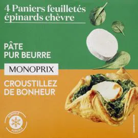 MONOPRIX Paniers feuilletés épinards chèvre 400g