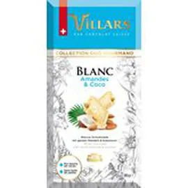 VILLARS Tablette chocolat blanc Amandes coco 180g