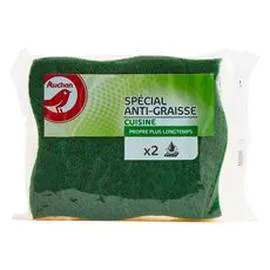 AUCHAN Eponges grattantes anti- graisse x2