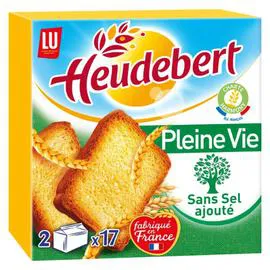 LU, HEUDEBERT Biscottes sans sel Pleine Vie 300g