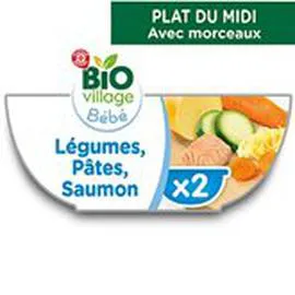 MARQUE REPÈRE, BIO VILLAGE Bol légumes saumon Bio - 12 mois 2x200g