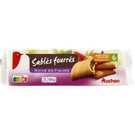 AUCHAN Biscuits sablés fourrés aux figues sans huile de palme 165g