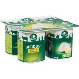 CARREFOUR CLASSIC' Yaourt bifidus saveur citron 4x125g