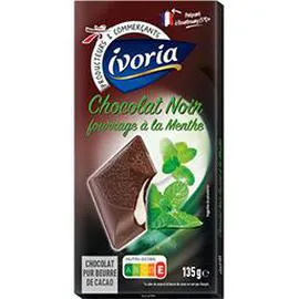 IVORIA Chocolat noir fourrage à la menthe 135g