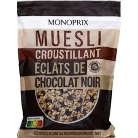 MONOPRIX Pépites de céréales croustillantes aux éclats de chocolat noir 500g