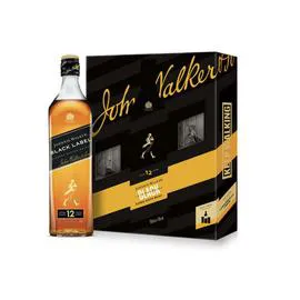 JOHNNIE WALKER Blended Scotch Whisky Black Label 70 CL & Coffret 2 Verres l'unité