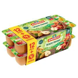 ANDROS Compotes pomme et pomme poire x16