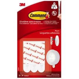 COMMAND Languettes enlevables standard blanc moyen modèle x10