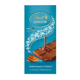 LINDT, LINDOR Tablette de chocolat lait caramel sel 150g