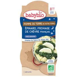 BABYBIO Repas bébé - 8 mois Pomme de terre/Chevre 2x200g