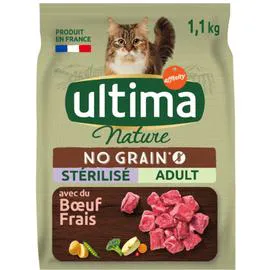 ULTIMA NATURE Croquettes pour chat stérilisés sans céréales au boeuf 1,1kg