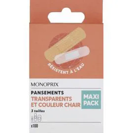 MONOPRIX Pansements Chair Et Transparents x100