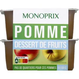 MONOPRIX Pomme dessert de fruits 8x100g