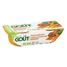 GOOD GOÛT Plat bébé dès 8 mois carotte patate douce lentille corail façon dahl Bio 2x190g