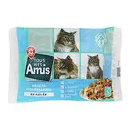 MARQUE REPÈRE, LYCAT Sachet repas chats Poissons en gelée 4x100g