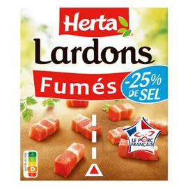 HERTA Lardons fumés sel réduit 2x75g