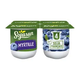 SOJASUN Dessert végétal soja myrtille 4x100g