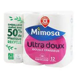 MARQUE REPÈRE, MIMOSA Papier toilette Blanc - Ultra doux x12