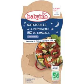 BABYBIO Plat bébé dès 12 mois, ratatouille/riz 2x200g