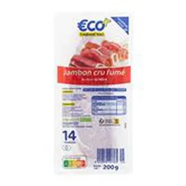 ECO+ Jambon cru fumé 14 tranches 200g
